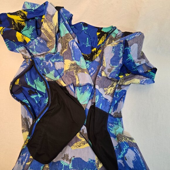 CHRISTOPHER JOHN ROGERS Blue Printed Puff Tired Dress Size 24W/26W New NO Tags! - Picture 11 of 16